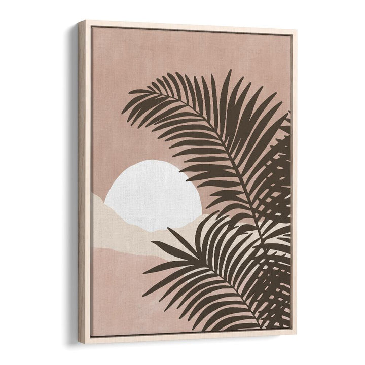 Stunning SERENE VIEW, BOHO ART PAINTINGS featuring palm leaves and a calming sunset, perfect for your home by Elena Ristova.