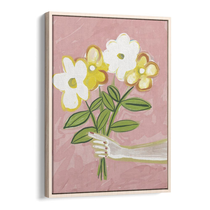 Bunch of flowers pink and yellow, floral paintings by Sharyn Bursic, enhancing your space with vibrant color.