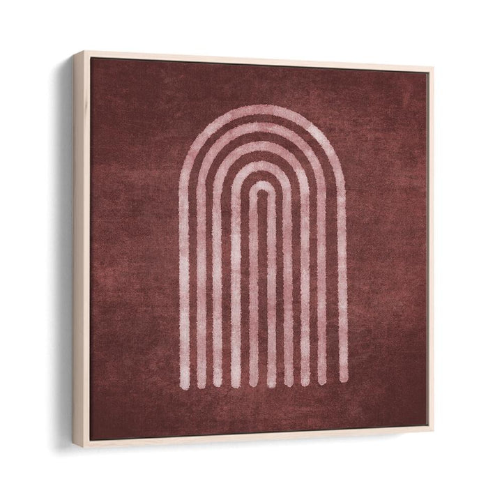 Stylish VISNE WATERCOLOR RAINBOW, BOHO ART PAINTINGS featuring elegant arches on a rich maroon backdrop. Perfect for decor!