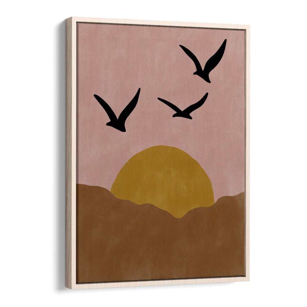 Stunning TWILIGHT, LANDSCAPE PAINTINGS by Elena Ristova, featuring a serene sunset and graceful birds in flight.