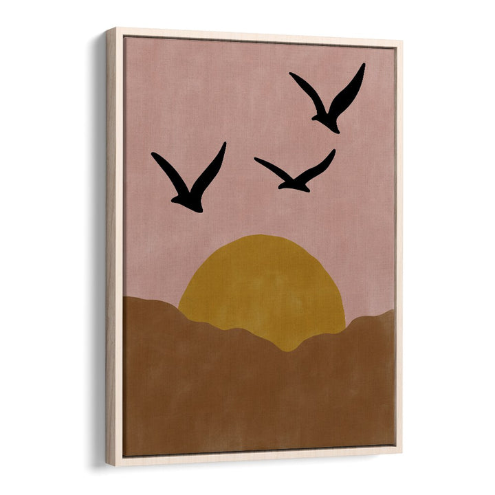 Stunning TWILIGHT, LANDSCAPE PAINTINGS by Elena Ristova, featuring a serene sunset and graceful birds in flight.