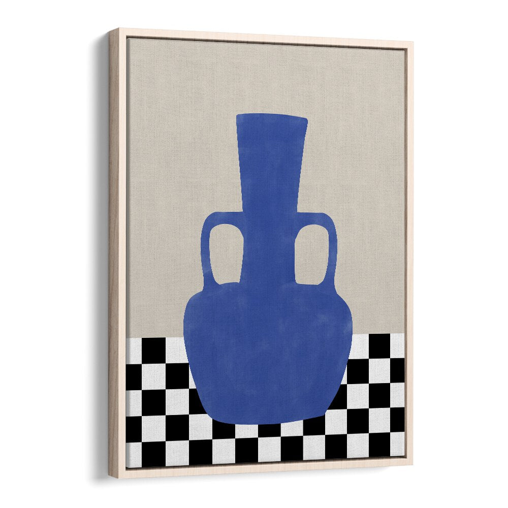 Elegant blue vase artwork in "BLUE STILL LIFE, BOHO ART PAINTINGS" by Elena Ristova enhances modern decor.