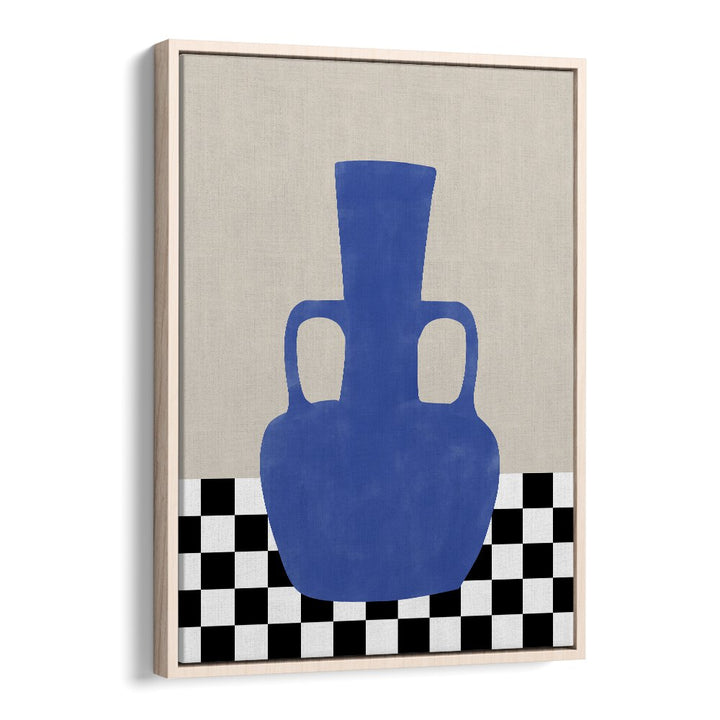 Elegant blue vase artwork in "BLUE STILL LIFE, BOHO ART PAINTINGS" by Elena Ristova enhances modern decor.