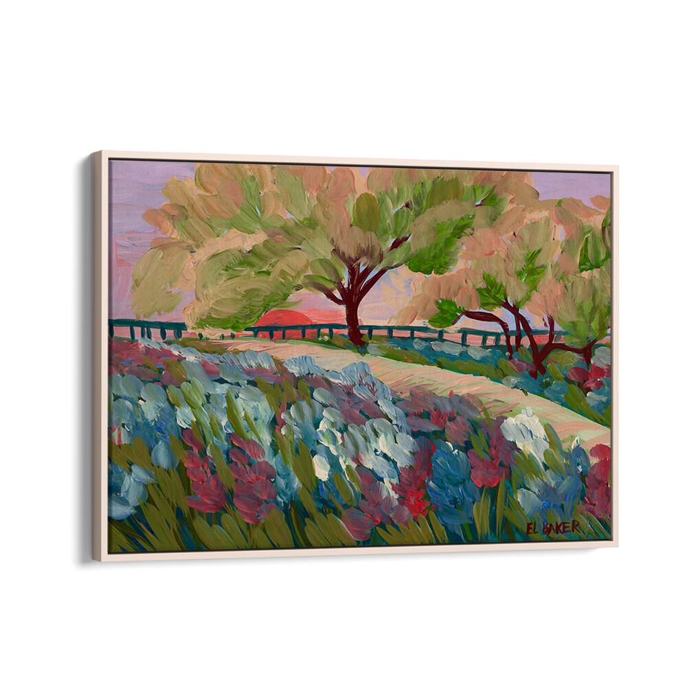 Vibrant HILL COUNTRY SUNRISE, LANDSCAPE PAINTINGS capturing serene rolling hills and colorful flora for your space.