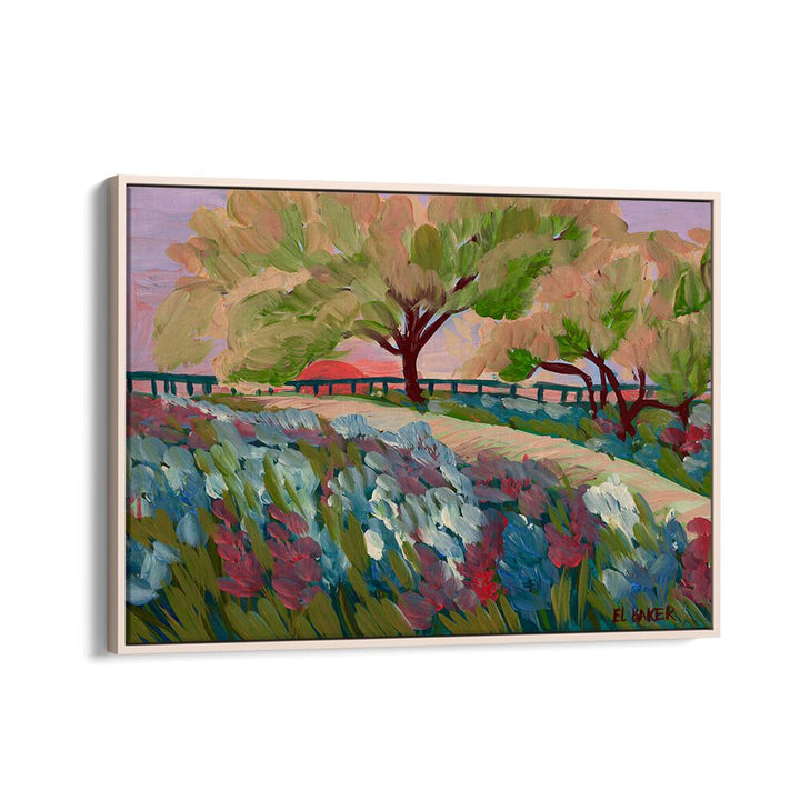 Vibrant HILL COUNTRY SUNRISE, LANDSCAPE PAINTINGS capturing serene rolling hills and colorful flora for your space.