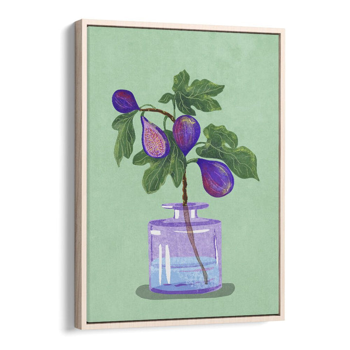 Figs Branch in Vase, Floral Flower Painting by Raissa Oltmanns showcases vibrant figs in a striking design.