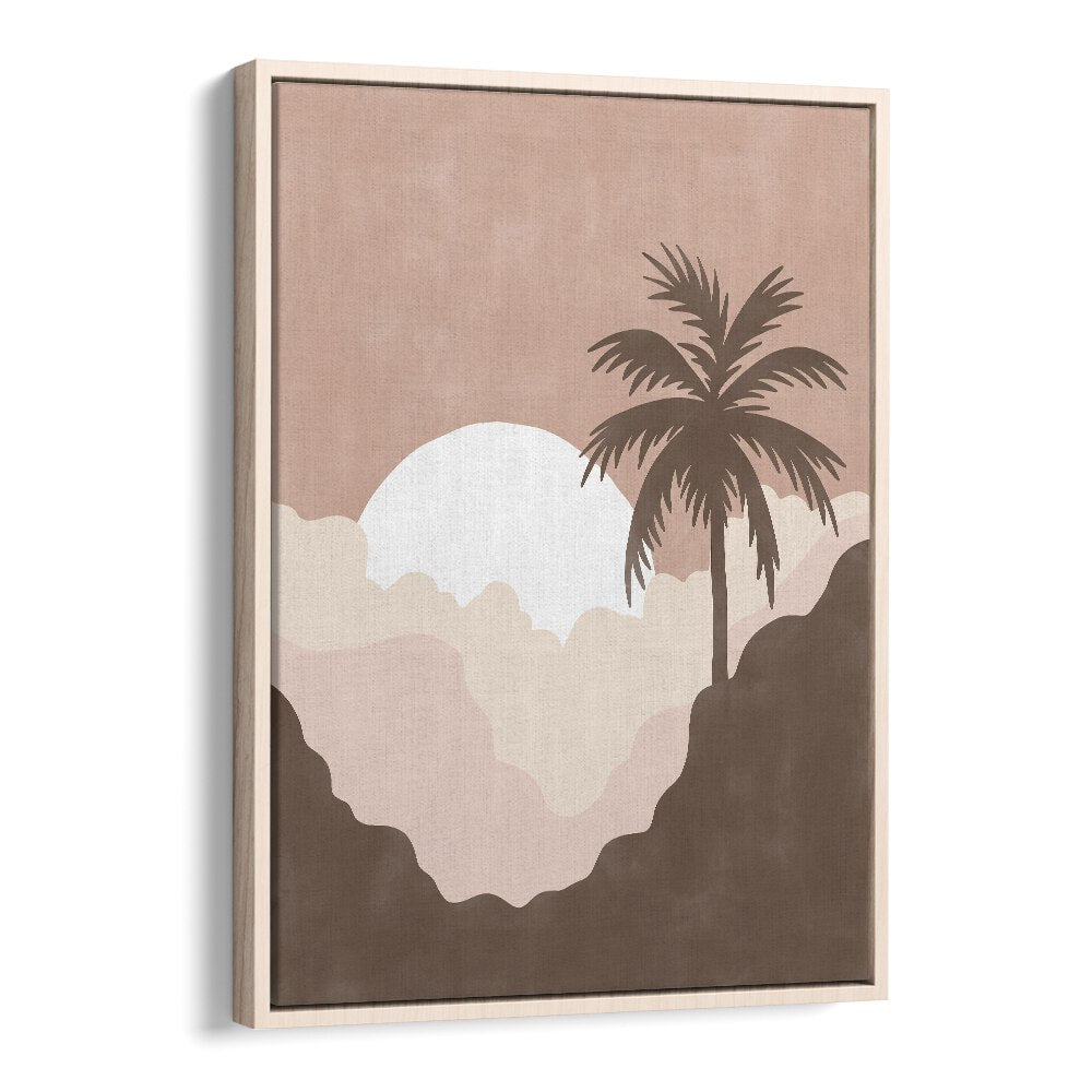 Elegant SUNSET, LANDSCAPE PAINTINGS by Elena Ristova, depicting serene twilight and palm silhouettes. Perfect for any space.