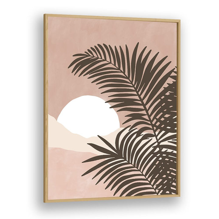 Serene View, Boho Art Paintings showcasing a tranquil sunset and lush foliage by Elena Ristova for your living space.