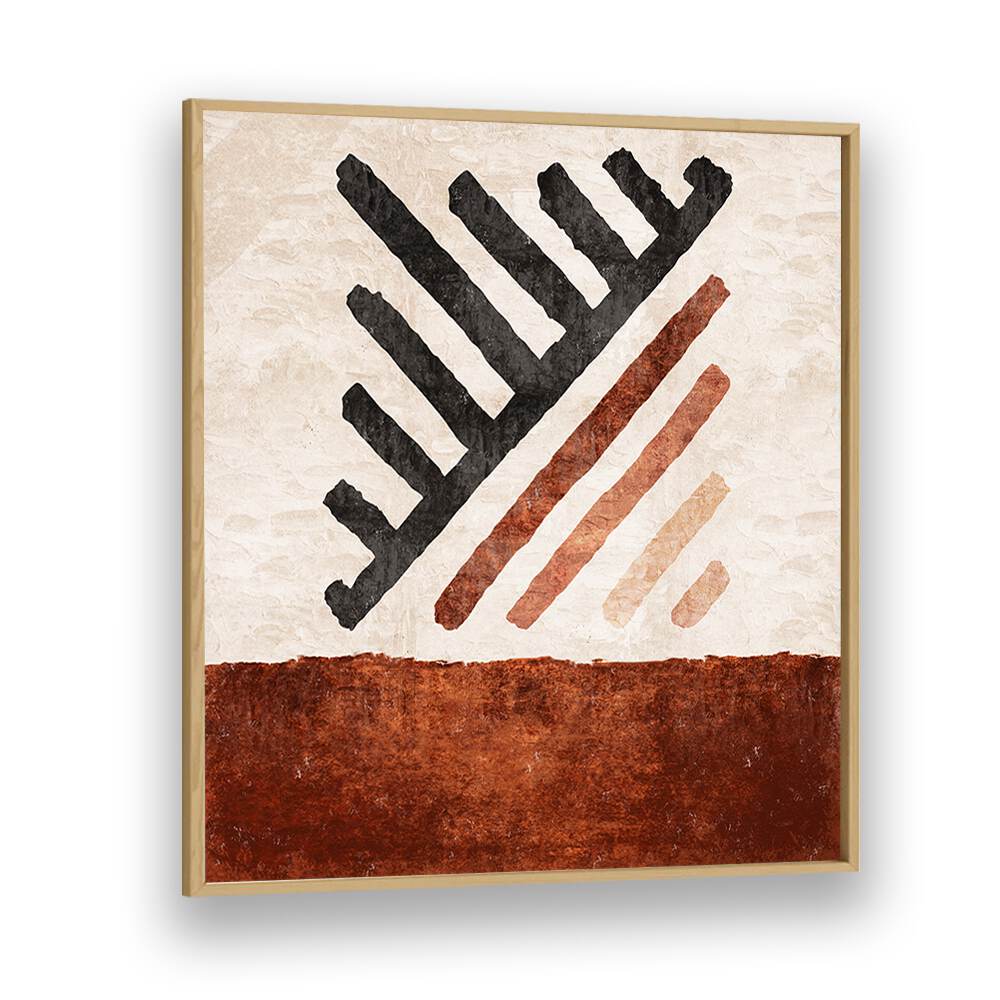 Geometrik Cizgili Kilim Kiremit, Boho Art Paintings by Emel Tunaboylu, perfect for modern home decor.