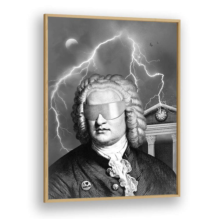 BACH TO THE FUTURE I, ALTERED ART PRINTS showcase a striking portrait blending classic and modern styles.