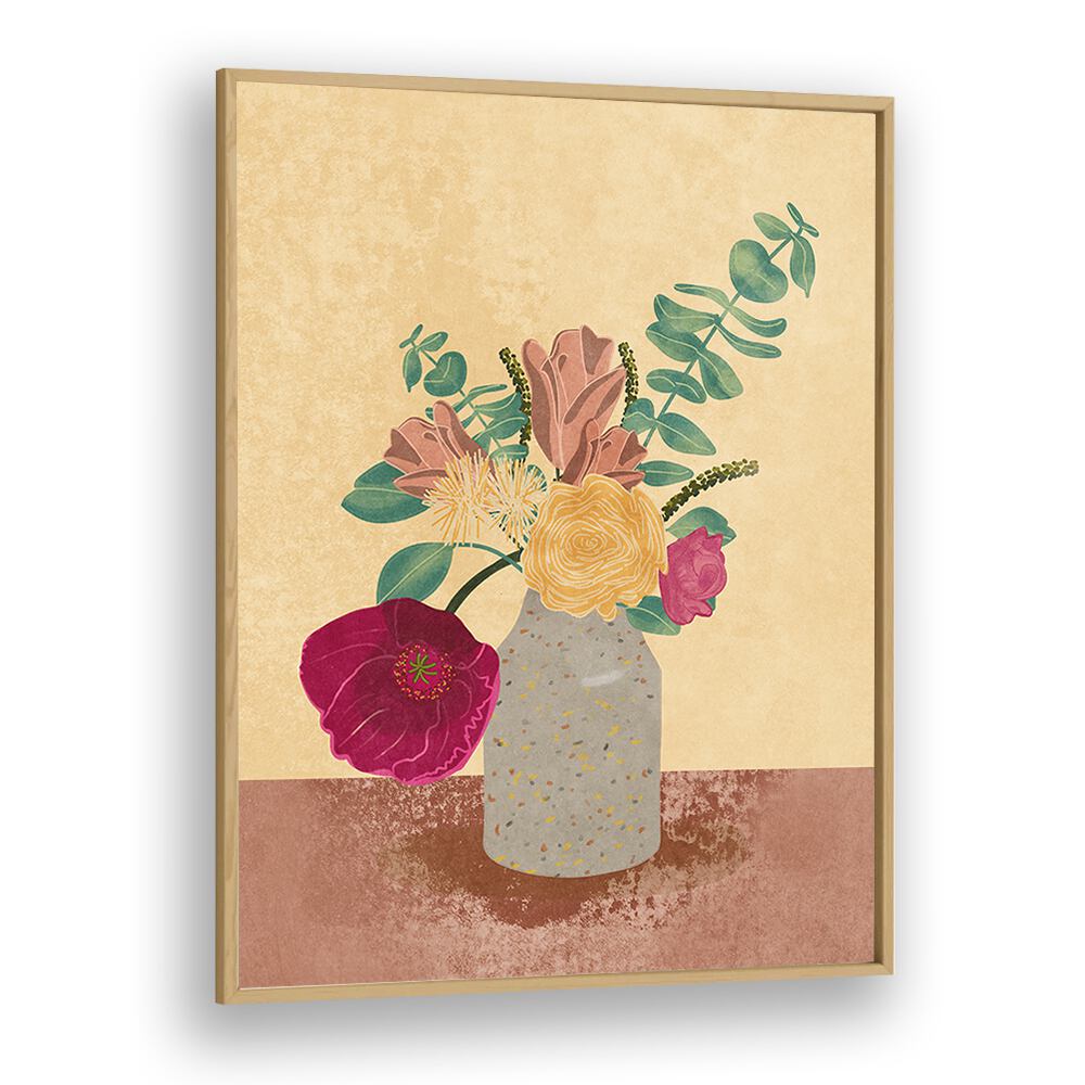 Colorful ARRANGED FLOWERS in a vase, featuring floral flower paintings by Raissa Oltmanns, perfect for transforming spaces.