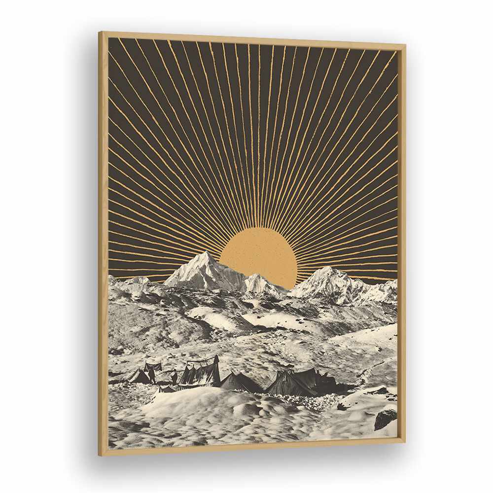 Stunning Mountainscape, Landscape Paintings by Florent Bodart, featuring majestic mountains and radiant sun.