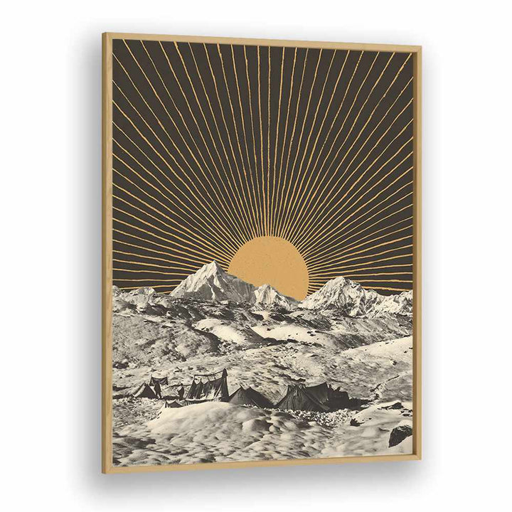 Stunning Mountainscape, Landscape Paintings by Florent Bodart, featuring majestic mountains and radiant sun.