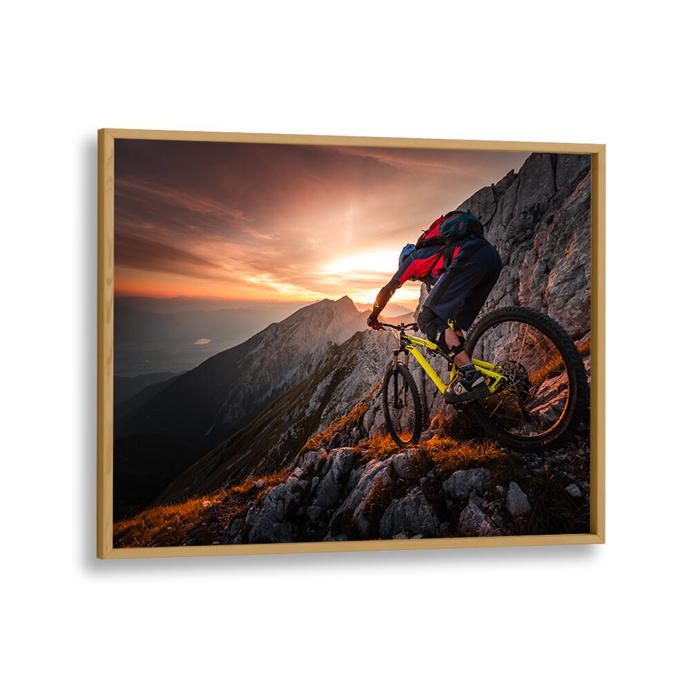 Breathtaking mountain biking scene captured during the golden hour, showcasing GOLDEN HOUR HIGH ALPINE RIDE, PHOTOGRAPHY PRINTS.