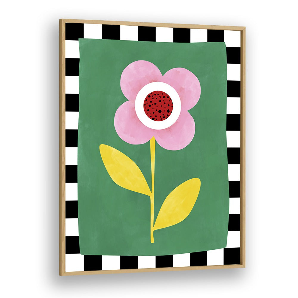 Bright pink flower painting on a green background, perfect for floral decor. Explore PINK FLOWER, FLORAL FLOWER PAINTINGS.