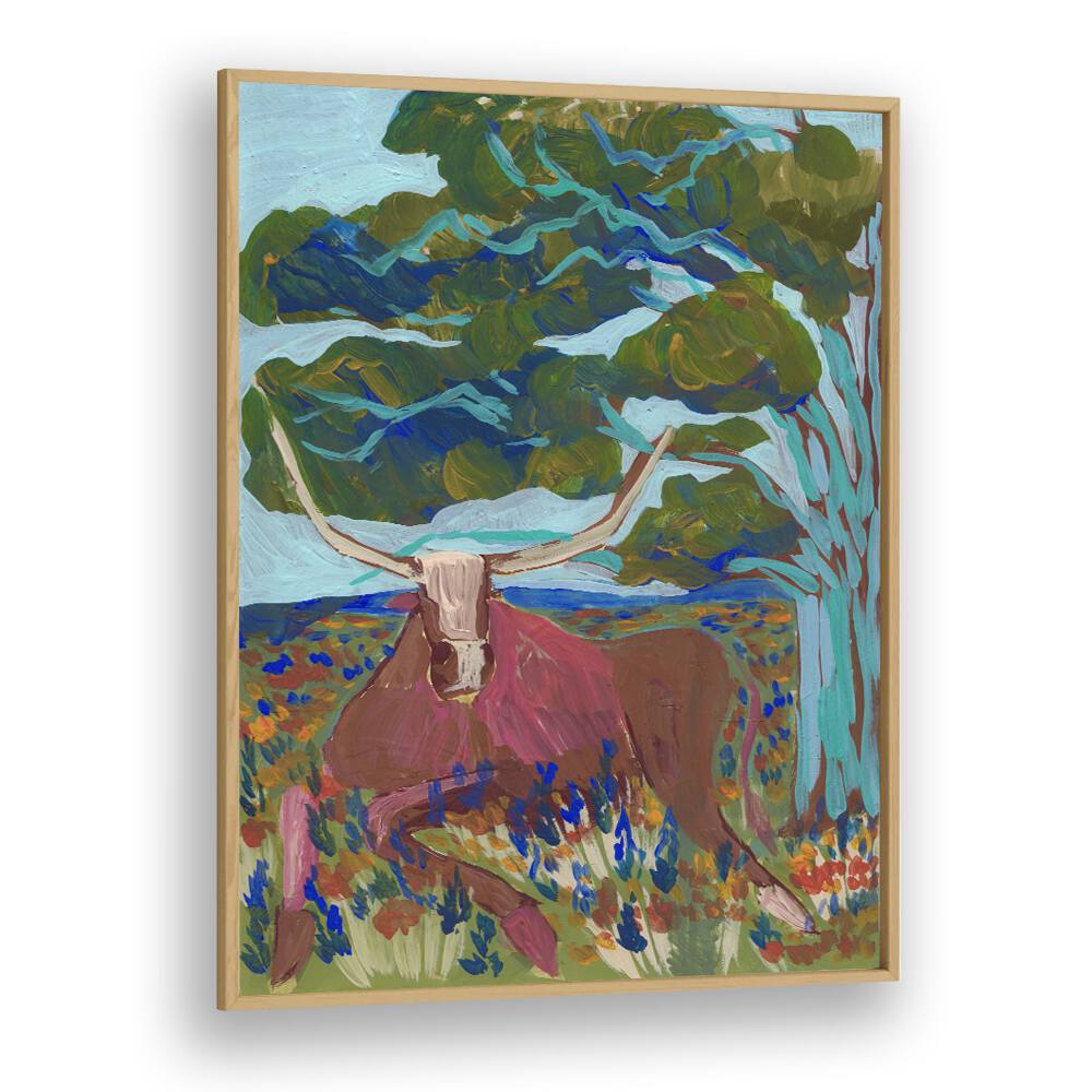 Vibrant TEXAS HILL COUNTRY LONGHORN, ANIMAL PAINTINGS by Eleanor Baker showcases Texas's rugged beauty in home decor.
