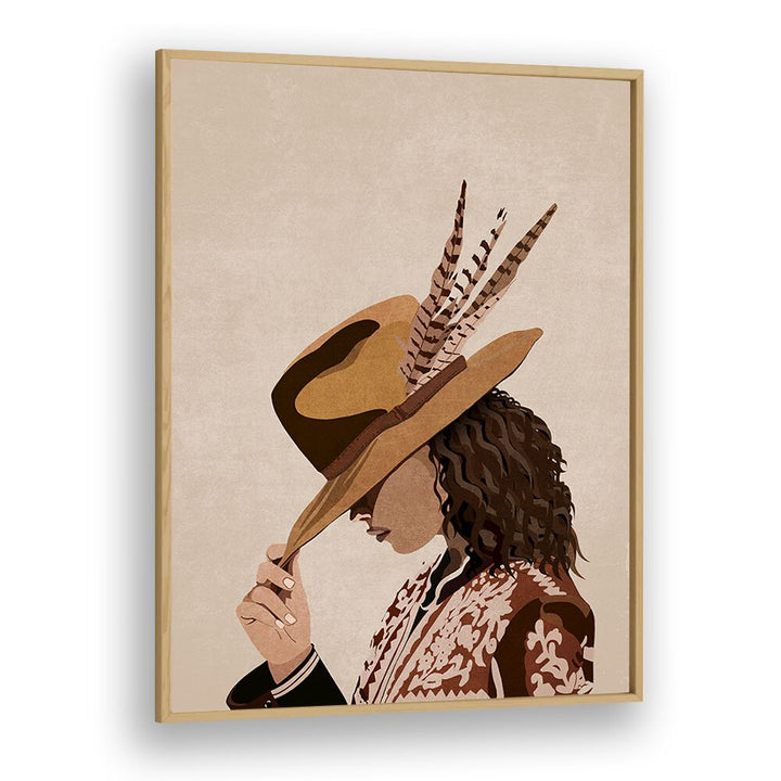 Brunette portrait by Emel Tunaboylu featuring a woman with a hat, perfect for elegant home decor.