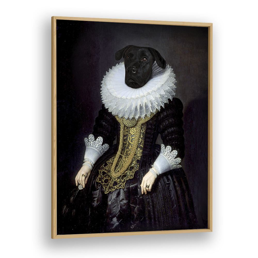 Stylish dog portrait in elegant attire, part of ANOUK, ANIMAL PAINTINGS collection by Florent Bodart.