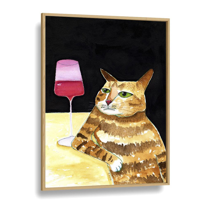 Funny cat artwork featuring witty humor with wine, perfect for cat lovers—CAT FRIDAY NIGHT DRINKS WINE FUNNY CAT HUMOUR.