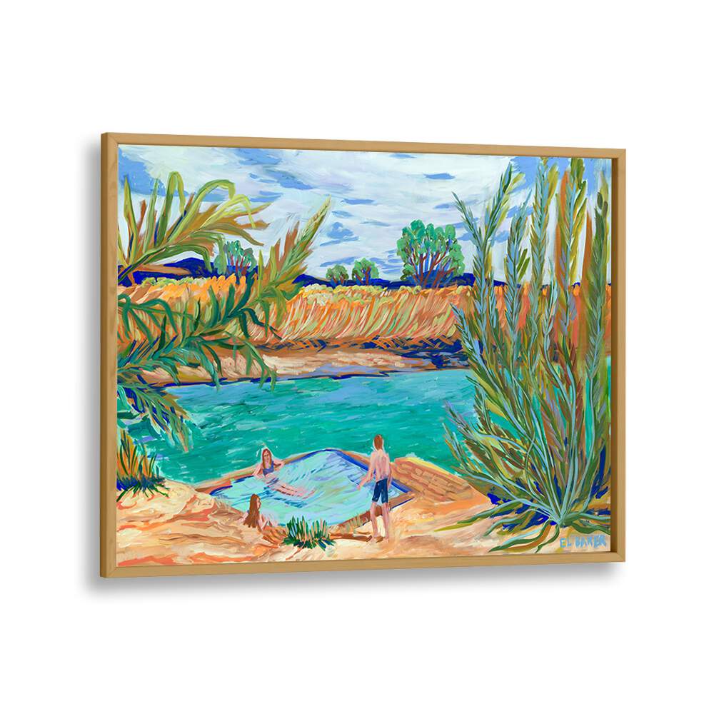 Colorful WATERSIDE , LANDSCAPE PAINTINGS depicting a serene river scene, ideal for enhancing your living space.