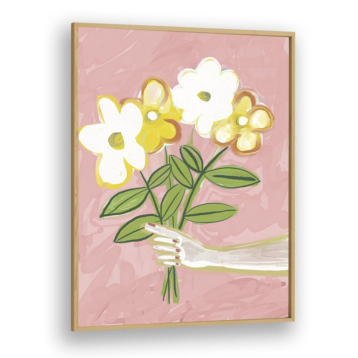Vibrant Bunch of Flowers Pink and Yellow, a stunning floral painting by Sharyn Bursic, perfect for your decor.