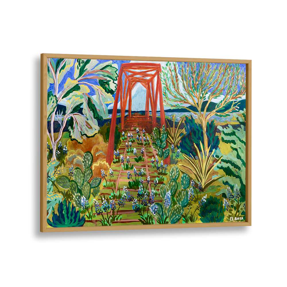 Vibrant TEXAS HILL COUNTRY BRIDGE, LANDSCAPE PAINTINGS showcasing a scenic view of nature's beauty. Perfect for any art lover.
