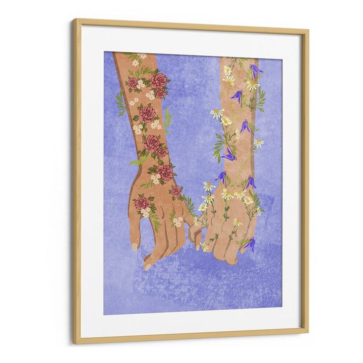 Captivating "Holding Hands" fashion poster by Raissa Oltmanns, showcasing the beauty of connection and modern elegance.