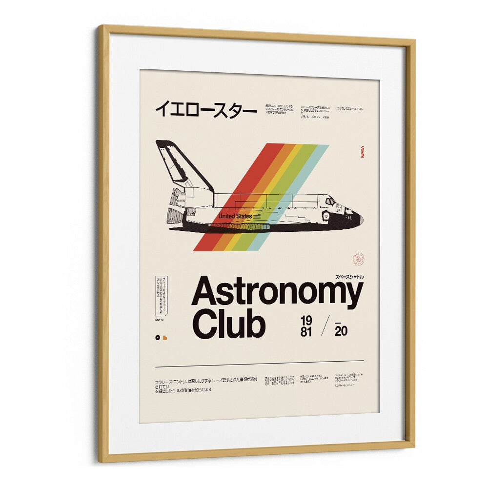 Stunning ASTRONOMY CLUB, FANTASY poster featuring a vintage space shuttle design, perfect for space enthusiasts.