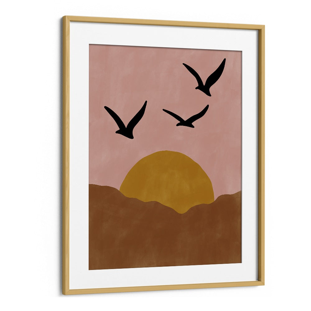 Twilight landscape paintings by Elena Ristova showcase serene sunsets with birds, perfect for enhancing your space.