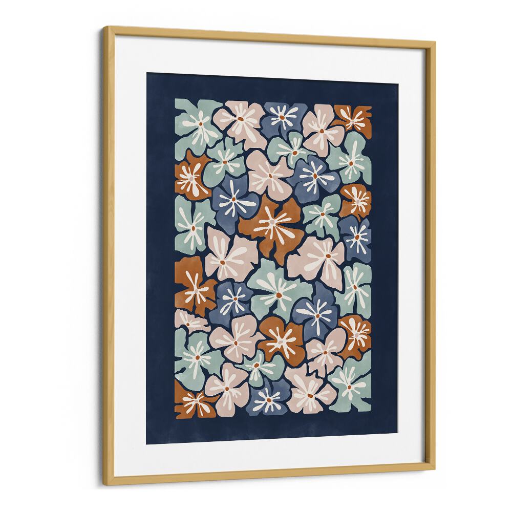 Colorful floral patterns in a framed piece from FLOWERS MARKET, FLORAL FLOWER PAINTINGS by Elena Ristova.