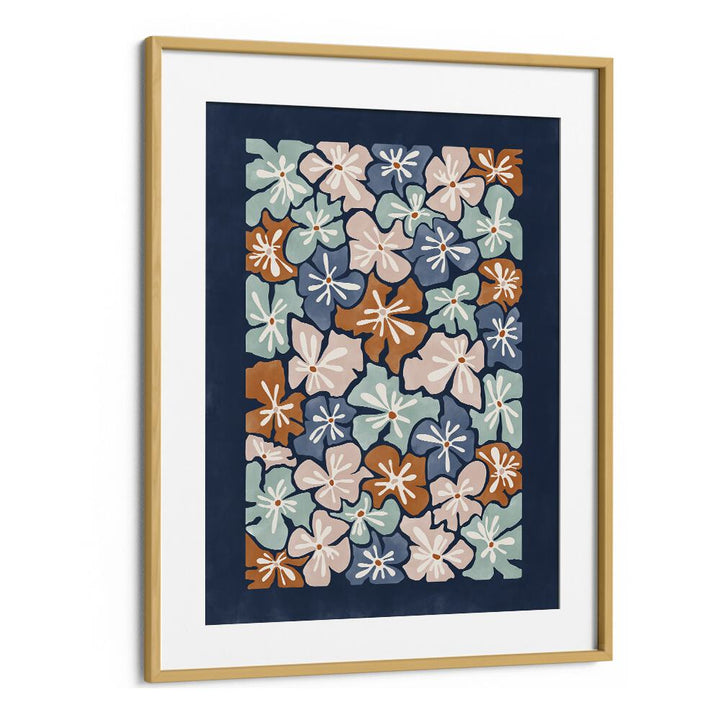 Colorful floral patterns in a framed piece from FLOWERS MARKET, FLORAL FLOWER PAINTINGS by Elena Ristova.