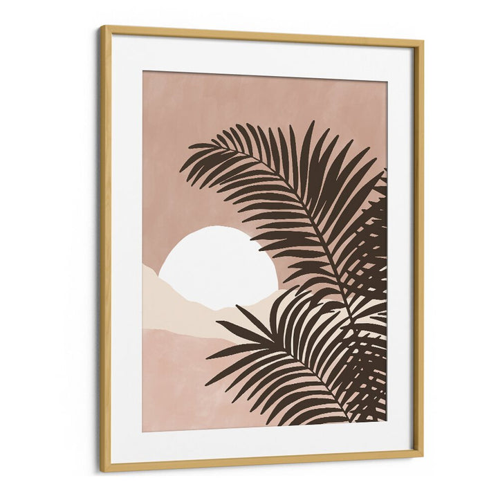 Transform your space with SERENE VIEW, BOHO ART PAINTINGS featuring elegant palm leaves and a tranquil sunset.