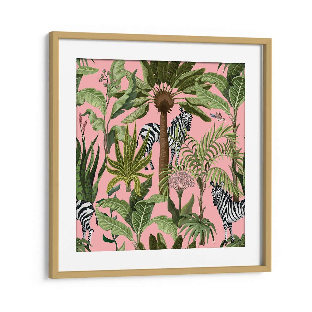 Vibrant ROAMING WITH ZEBRAS, ANIMAL PAINTINGS showcase zebras amidst lush foliage, perfect for wildlife art lovers.