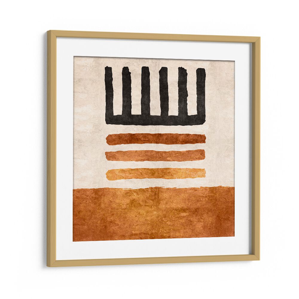 Vibrant CIZGILI KILIM TURUNCU, BOHO ART PAINTINGS enhancing interiors with geometric design by Emel Tunaboylu.