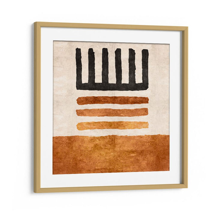 Vibrant CIZGILI KILIM TURUNCU, BOHO ART PAINTINGS enhancing interiors with geometric design by Emel Tunaboylu.