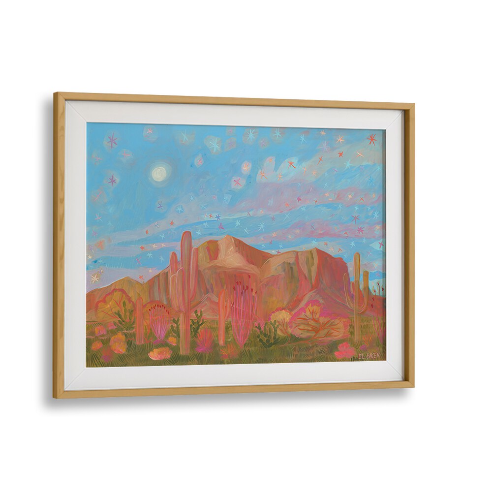Exquisite STARRY NIGHT, LANDSCAPE PAINTINGS featuring vibrant desert scenery and a captivating night sky.