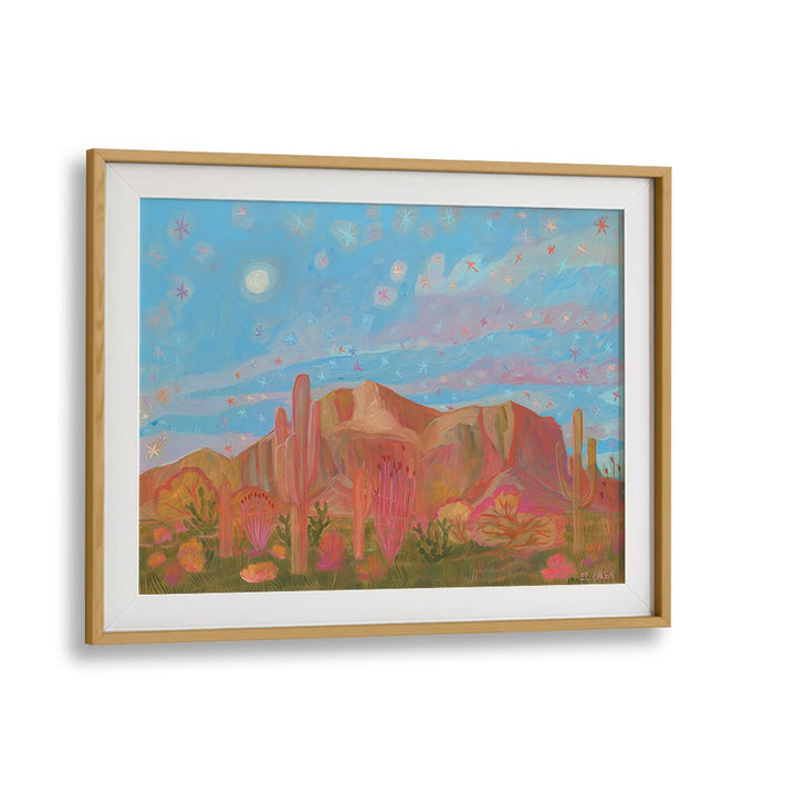 Exquisite STARRY NIGHT, LANDSCAPE PAINTINGS featuring vibrant desert scenery and a captivating night sky.