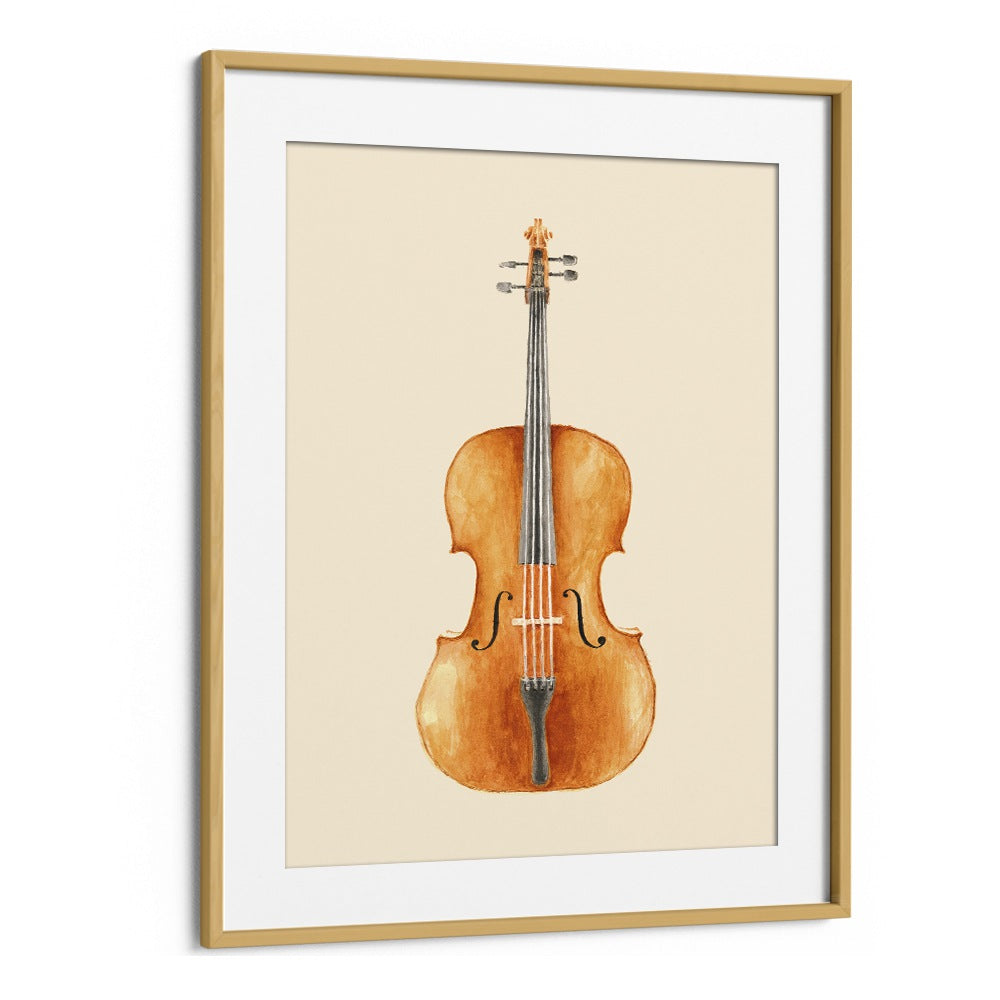 Stylish CELLO , MUSIC POSTERS featuring a beautifully framed watercolor cello by Florent Bodart for music lovers.