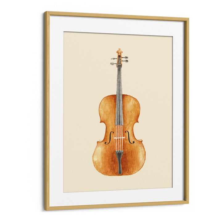 Stylish CELLO , MUSIC POSTERS featuring a beautifully framed watercolor cello by Florent Bodart for music lovers.