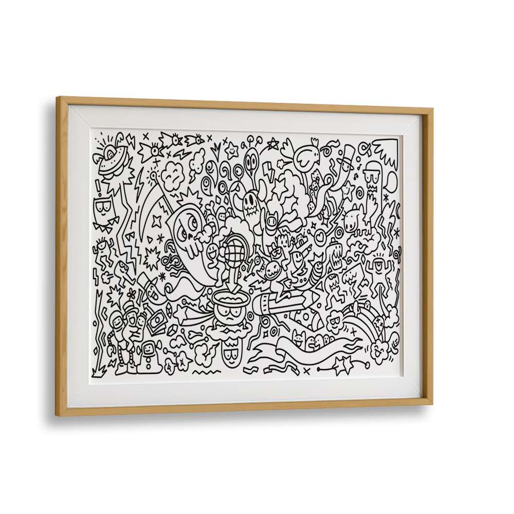 FRANTIC FABLES B&W , DOODLE ART PAINTINGS