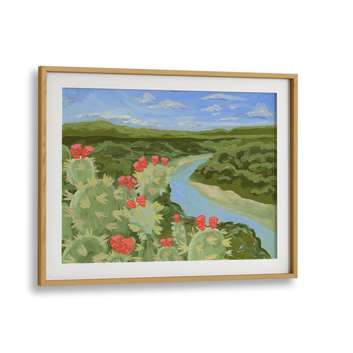 Breathtaking AUSTIN HILL, LANDSCAPE PAINTINGS showcase serene nature with vibrant cacti and flowing rivers, perfect for any space.