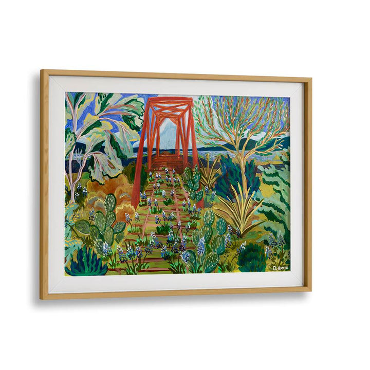 TEXAS HILL COUNTRY BRIDGE, LANDSCAPE PAINTINGS features vibrant colors and lush scenery of Texas nature.