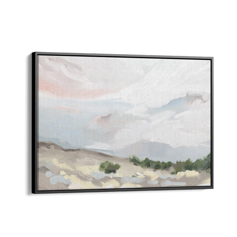 Serene 'Over the Dunes' landscape paintings in a black floater frame, perfect for nature lovers.