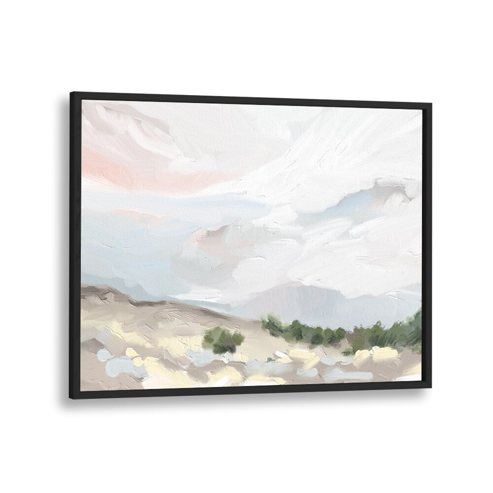 Serene 'Over the Dunes' landscape paintings in a black frame, showcasing nature's beauty and tranquility.