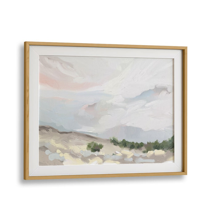 Elegant 'Over the Dunes' landscape paintings in an oak wood frame, showcasing serene natural beauty for your home.