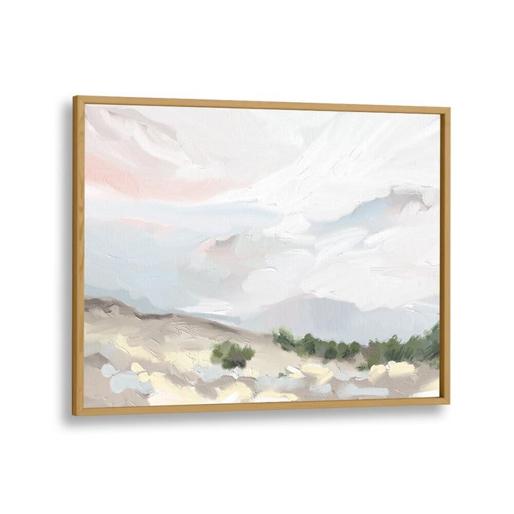 Serene 'Over the Dunes' landscape paintings in an oak wood frame, perfect for nature lovers' decor.
