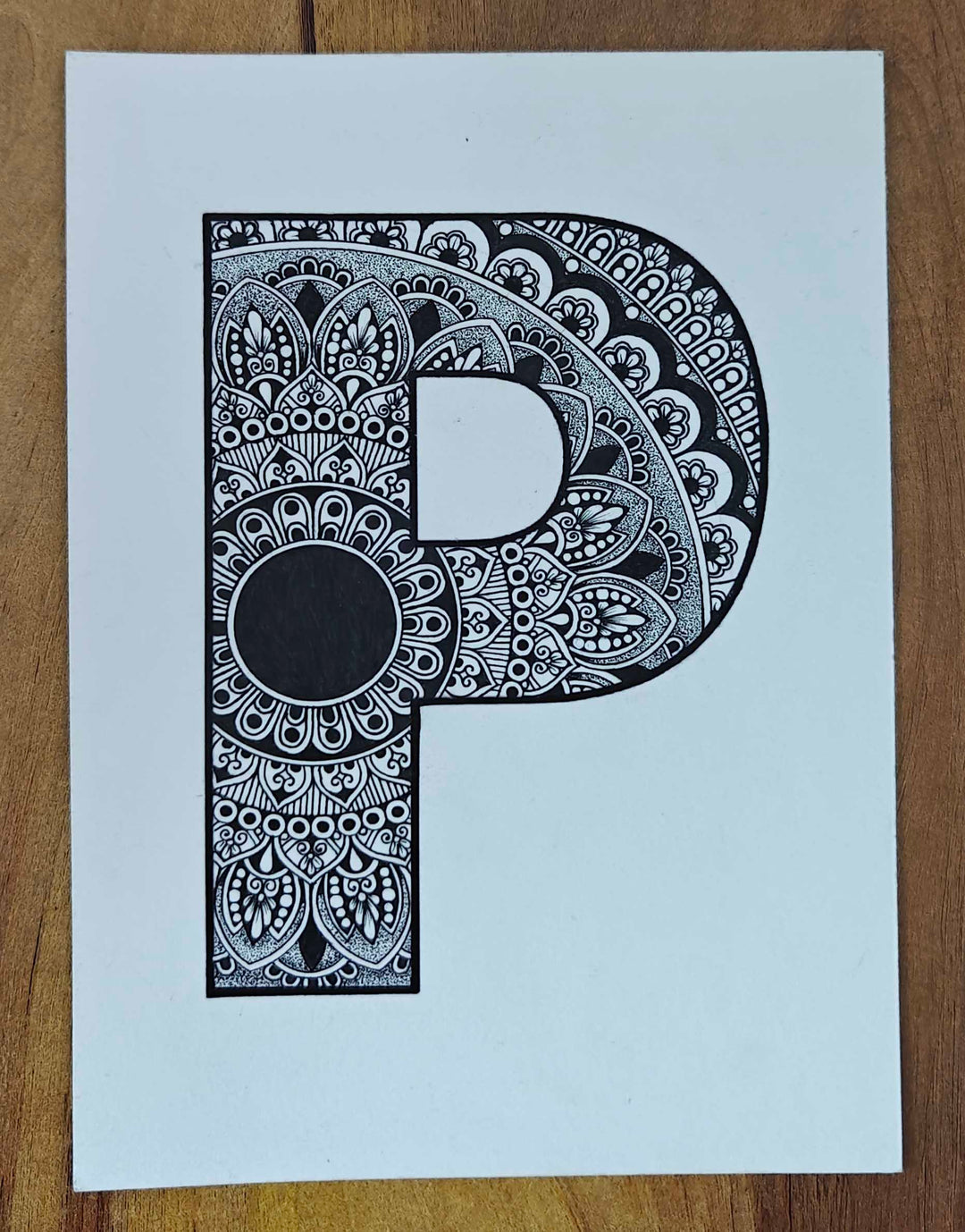 P ALPHABET MANDALA , HANDMADE ARTWORKS