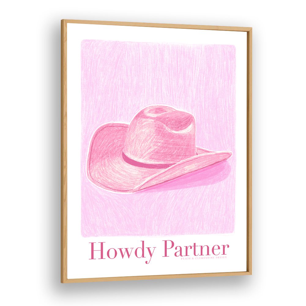 Stylish PAC HOWDY PARTNER, FASHION POSTERS featuring a pink cowboy hat to elevate your modern decor.
