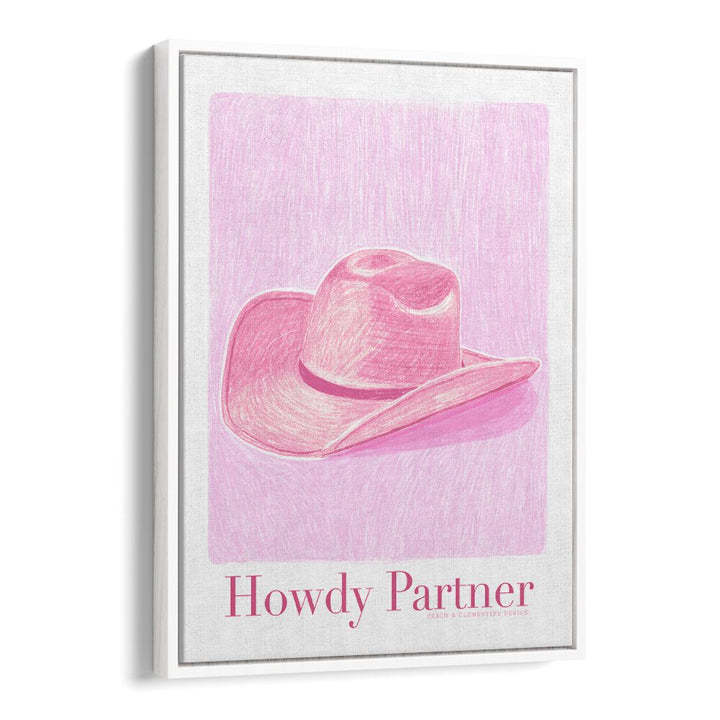 Stylish PAC HOWDY PARTNER, FASHION POSTERS featuring a pink cowboy hat, perfect for modern decor enthusiasts.