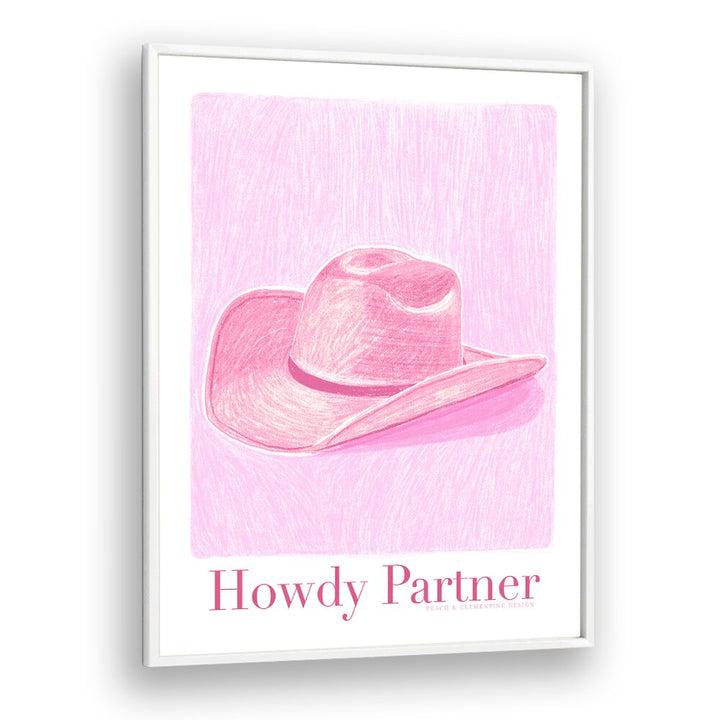 Stylish PAC HOWDY PARTNER, FASHION POSTERS featuring a pink cowboy hat, perfect for modern decor enthusiasts.